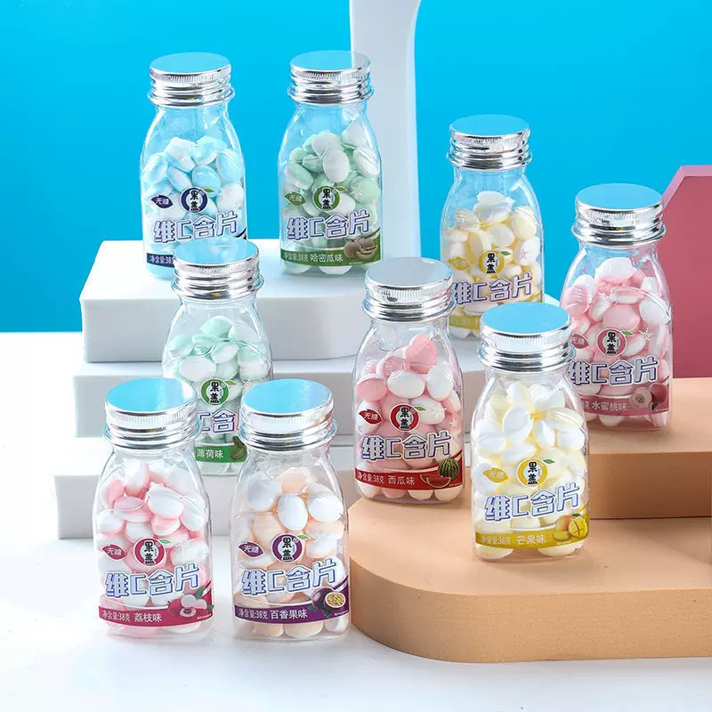 薄荷糖维c清新口气含片无糖口香糖润喉糖接吻批发休闲零食小吃