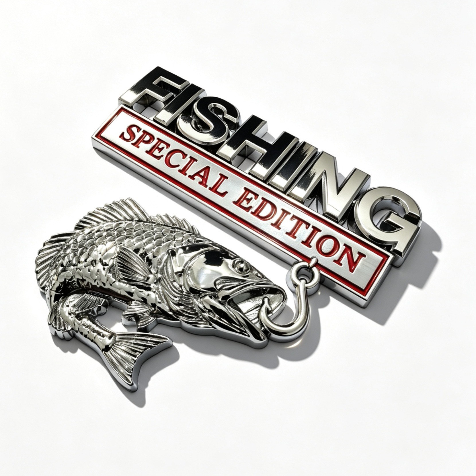 Car Logo, Automotive Emblem, Fishing Fishing Fender Emblem, Metal Edition Body Sticker, Rear Car Emblem, Fishing Car Decal