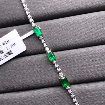 珠宝首饰厂家定制 18K金镶嵌天然祖母绿手链 主石:1.7克拉