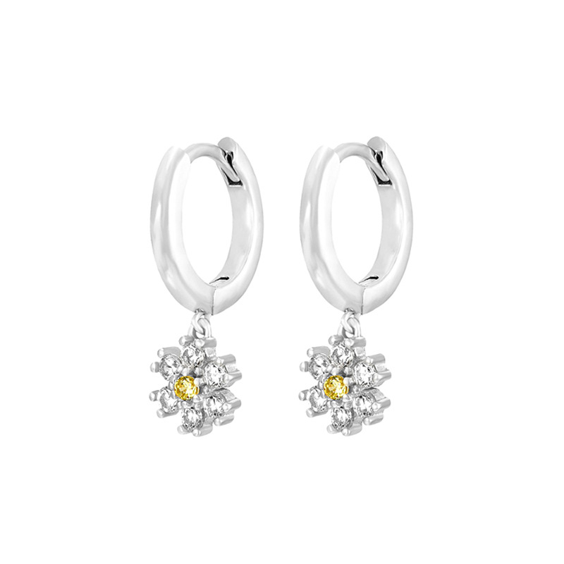 3g Weight Copper Ear Needle Material Zircon Inlay Material Drop Earrings Classification 1 Pair Quantity Holiday, Daily Occasion Copper Material Flower Pattern Women's Gender Inlay Design Simple Style, Classic Style Style 1 Pair Simple Style Classic Style Flower Inlay Copper Zircon Drop Earrings 10