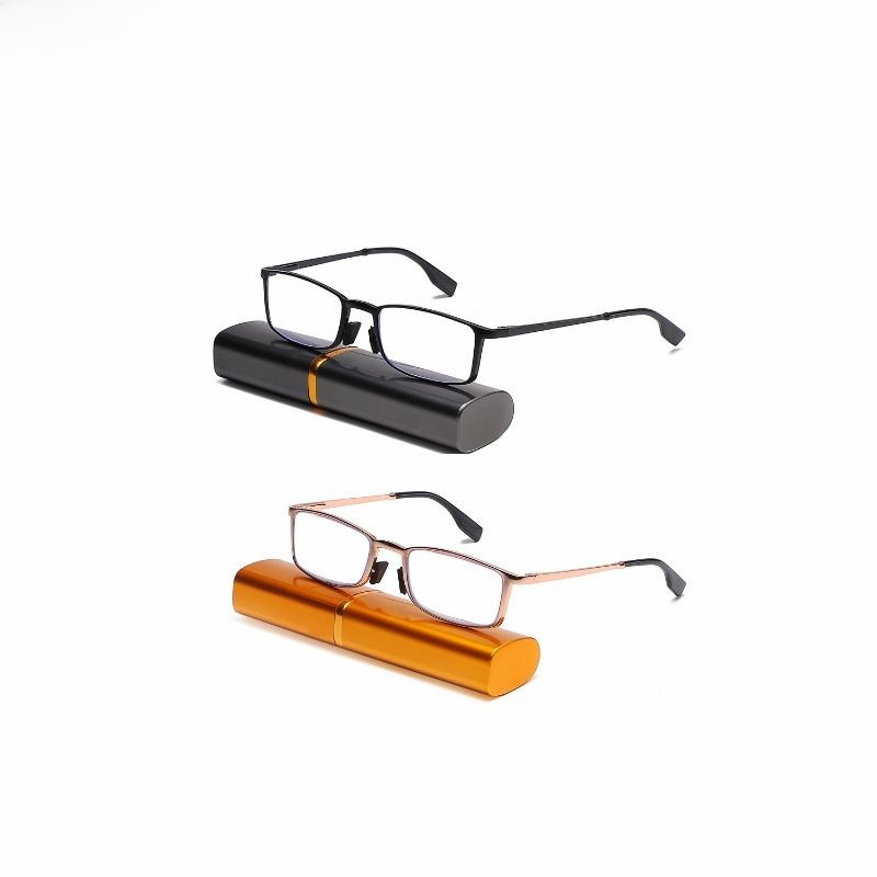 2023 Nuovo Export Metallo Full Frame Triangle Pen Cartridge Box Anti-luce blu per la generazione di specchi per anziani Gamba a molla per capelli Sguardi di lettura_voghion.com