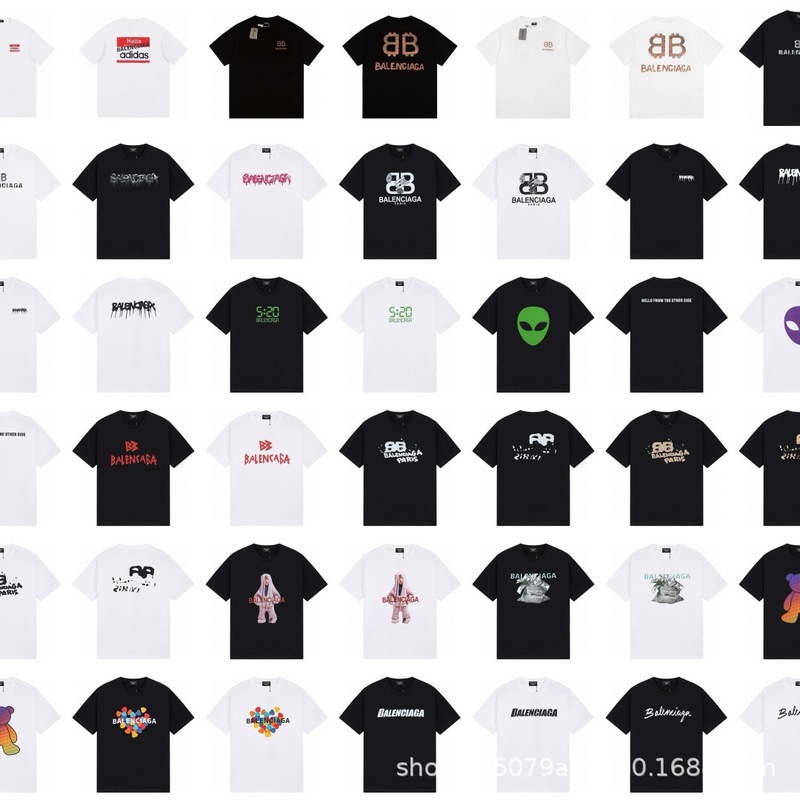 クロスボーダー 25ssB 高品質刺繍ロゴルーズコットン半袖男女同型ラウンドネックファッショナブルで多用途な T シャツ|undefined