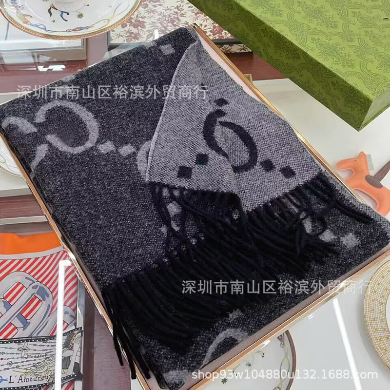 双G大牌围巾家高品质经典双面羊绒围脖秋冬网红专柜同款羊毛披肩|undefined