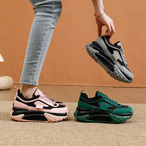Leather Dad Shoes for Women  Spring New Fashion, Versatile Thick Sole Loafers for Casual and Sporty Women