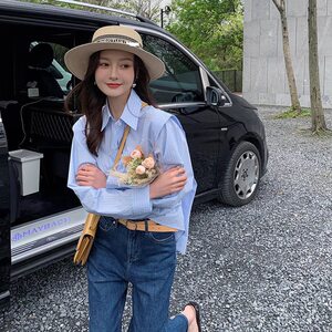 レトロパール付き麦わら帽子 レディース 春夏 フラットトップ日焼け防止リゾート帽子