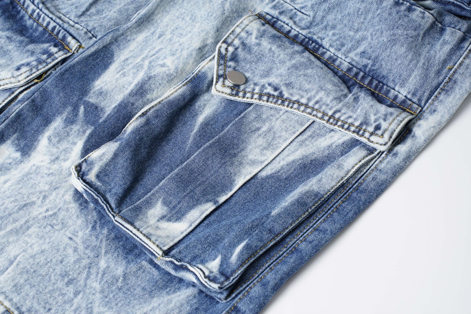 Abbigliamento maschile 2024 autunno nuovi prodotti foto reali pantaloni in denim lavato multitasche alla moda high street personalità_voghion.com