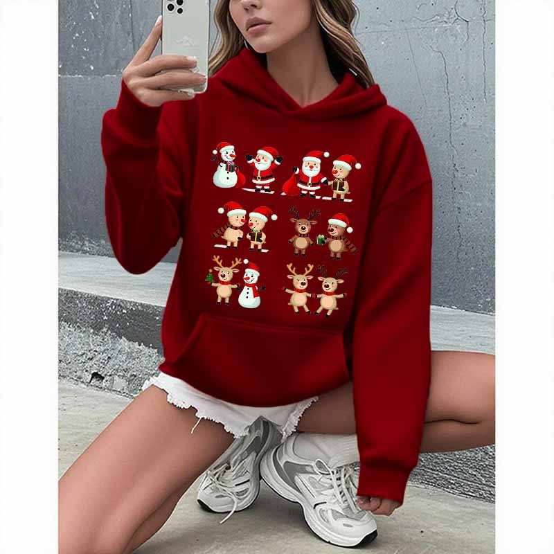 クロスボーダークリスマス漫画パターンフード付きスウェットシャツ外国貿易アマゾンウィッシュ卸売|undefined