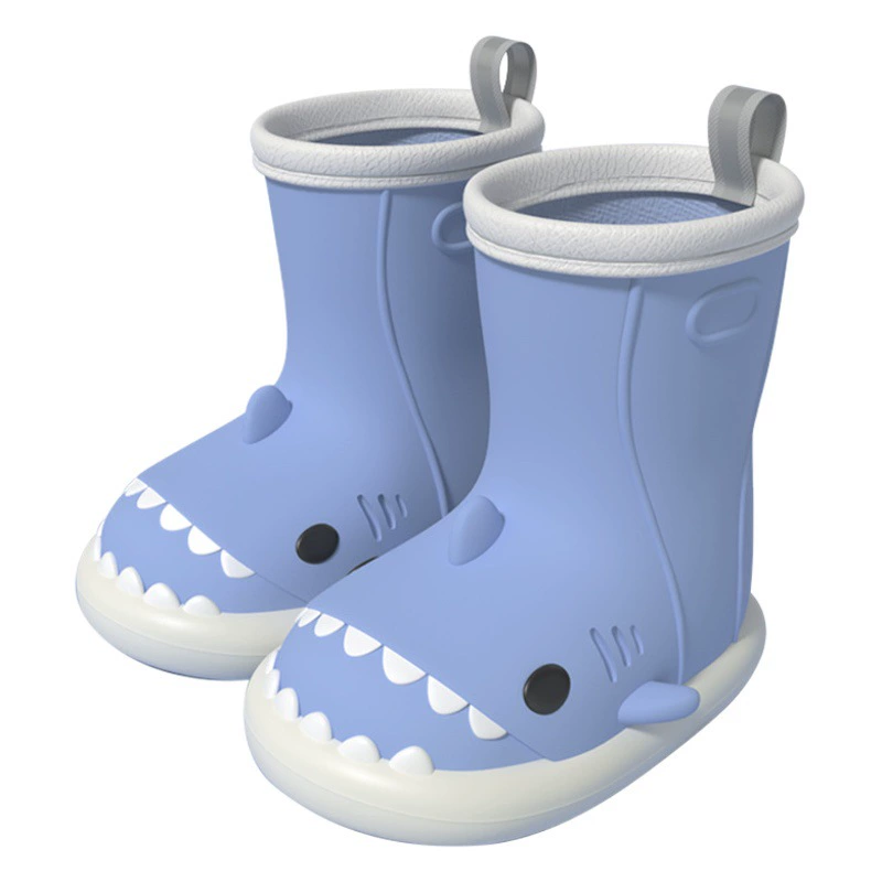 Детские непромокаемые сапоги Shark Женские непромокаемые резиновые сапоги для мальчиков, детская водонепроницаемая обувь с мягким дном, нескользящая резиновая обувь для мальчиков и девочек