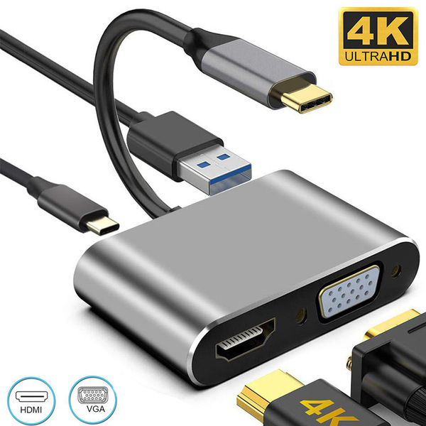 타입C 확장 도크 스위치 게임기 컴퓨터 휴대폰 USB-C to HDMI 4K VGA 4-in-1 확장 도크