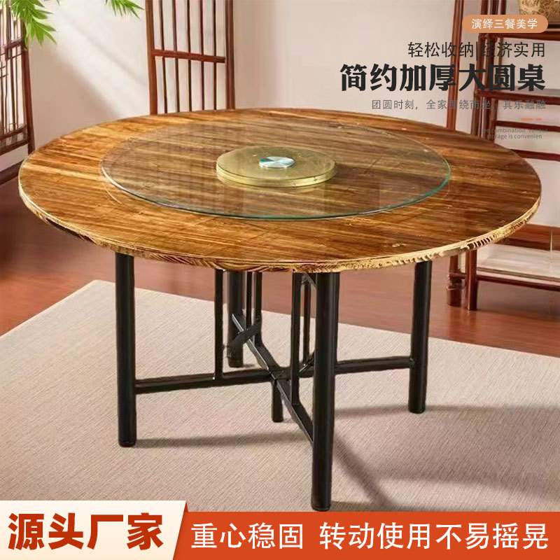 Large Round Table with Turntable for Multiple People, Suitable for Home Banquets, Canteens, Weddings, Hotels, Farmhouses, Buffet-Style Dining, and Restaurant Tables