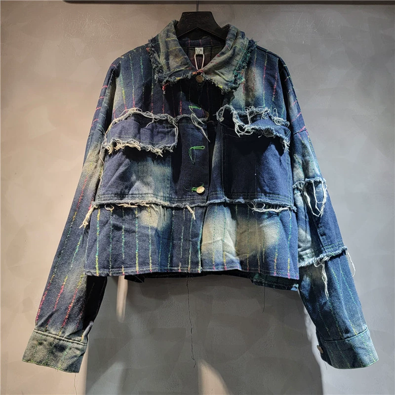 Genuine design denim autumn long-sleeve, jacket, oversize