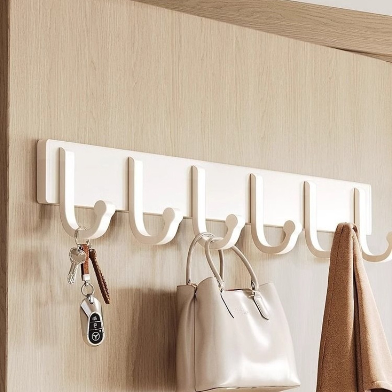 Hanging hanger wall hanging wall door after strong adhesive load-bearing hole-free toilet bathroom clothes hook row