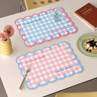 Korean Ins Style Placemat Waterproof Leather Western Placemat Oil-Proof No-Wash Cream Style Dining Table High Temperature Insulation Mat