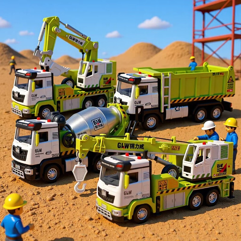Extra Large Crane Toy Set Boy Multi-Functional Engineering Vehicle Excavator Mixer Truck Kidsren's Alloy 2-5