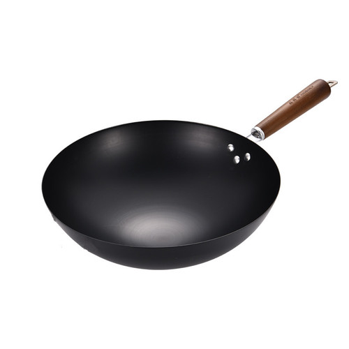 Manufacturer wholesale gas nitrogen old-fashioned iron pan physical non-stick wok uncoated wok imitation cast iron pan one piece drop shipping