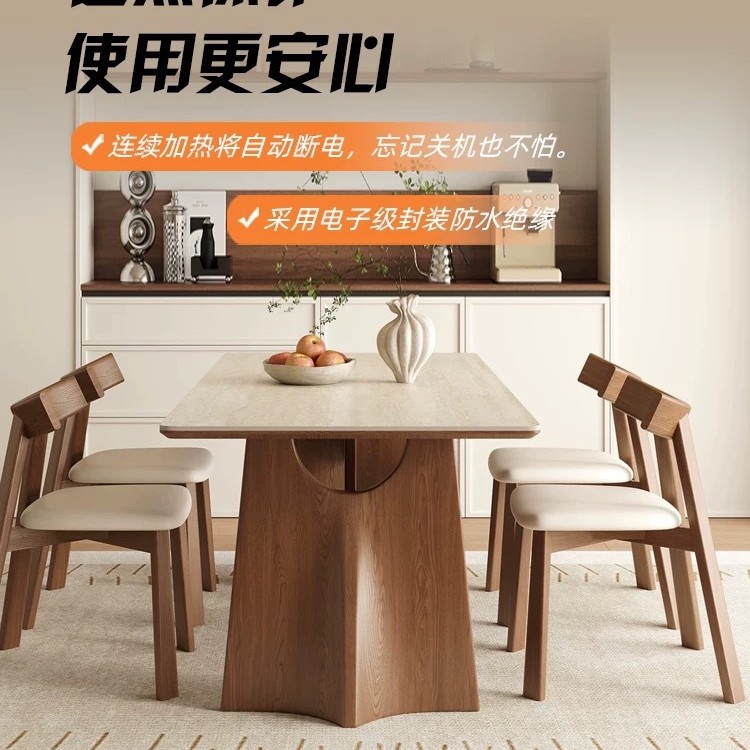 Mesa de comedor de madera maciza rectangular, diseño minimalista moderno, estilo retro, apartamento pequeño mate, mesa de comedor de tablero de roca blanca pura para el hogar