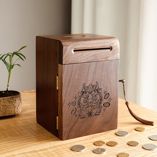 Children's Piggy Bank That Can Only Go in and Out, Bring in Wealth and Treasure Pixiu Piggy Bank, Adults' Household Non-Removable Piggy Bank Box with Lock