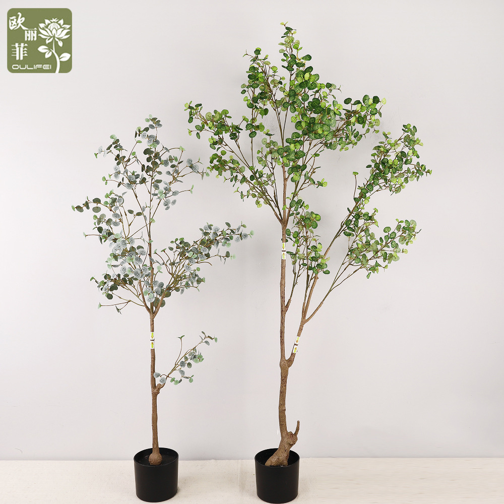 跨境拆分装海棠树高仿真北欧简约小叶落地装饰植物仿真树装饰摆件