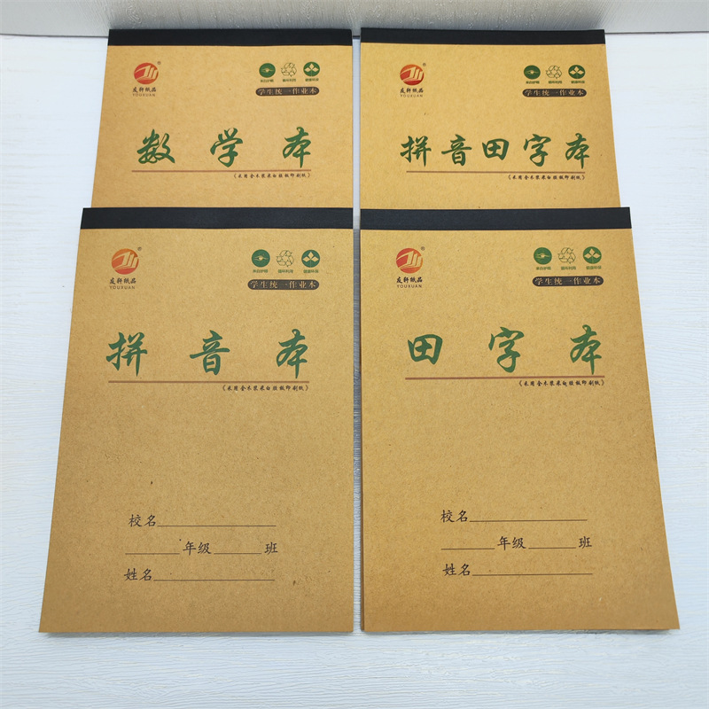 You Xuan Kindergarten Primary School Homework Practice Notebook with Grid for Pinyin, Chinese Character Practice Notebook, and Math Divided Notebooks