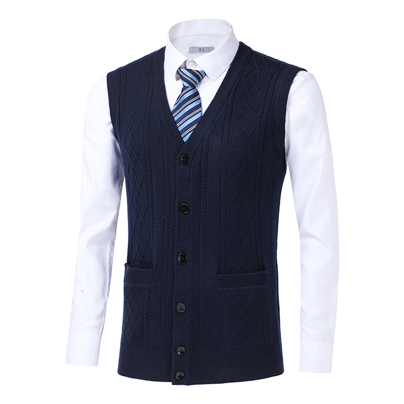 Men's Knitted Vest 2025 New Men's Youth Sleeveless Knitted Vest Cross-Border Men's Sweater Vest Men