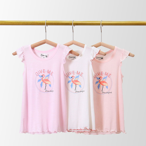 Relaxed 2025 Cartoon Children's Short Sleeve Pajama Set Modal Girls Summer Thin Style Parent-Child Baby Pajamas for Little Girls