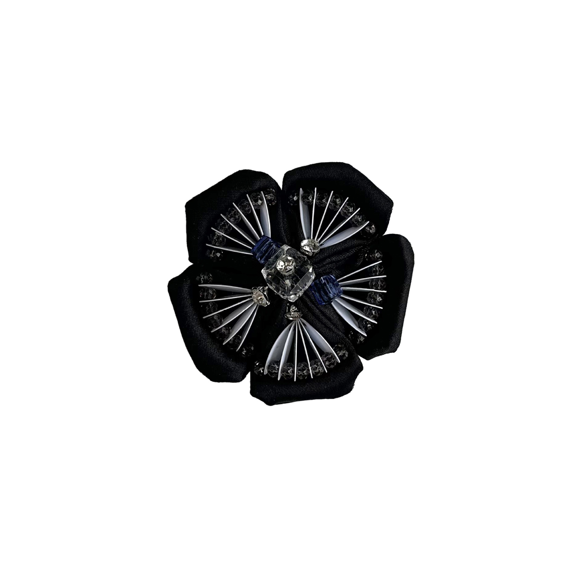 Crystal fijado con diamantes de cinco pétalos flores hechas a mano clavos de tela pegada flor de pecho joyeros de cabello brocas de cabello accesorios camellia
