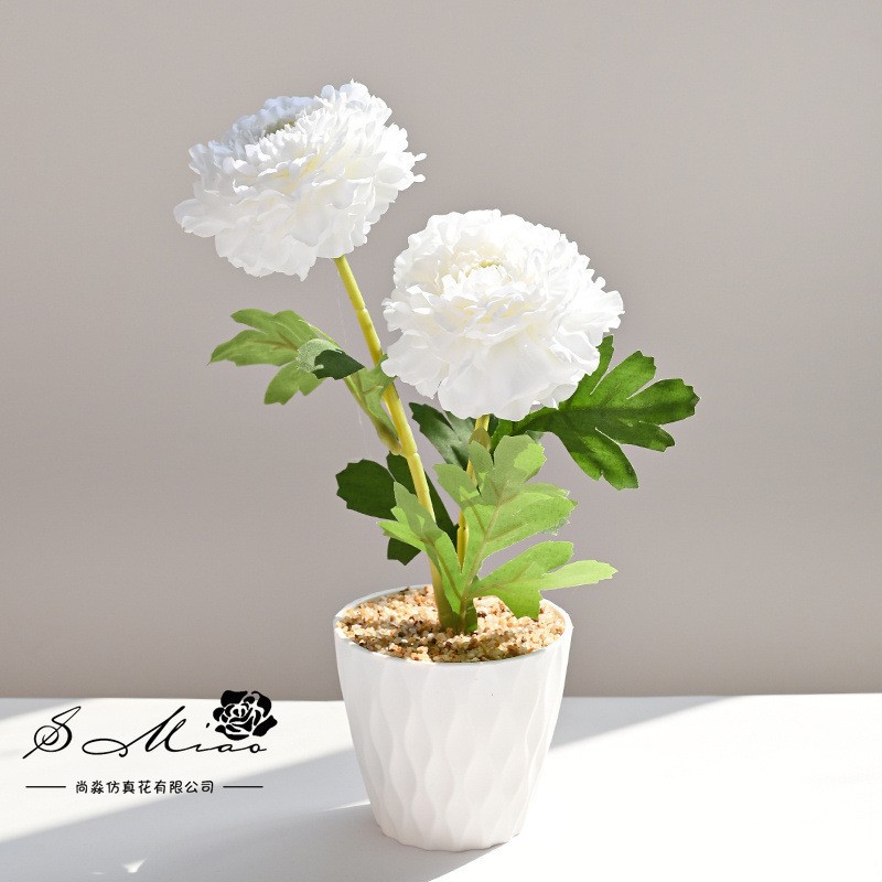 Simulación de doble camellia multicapa bonsai decoración creativa sala de estar interior decoración de estudio flor artificial bonsai image 3