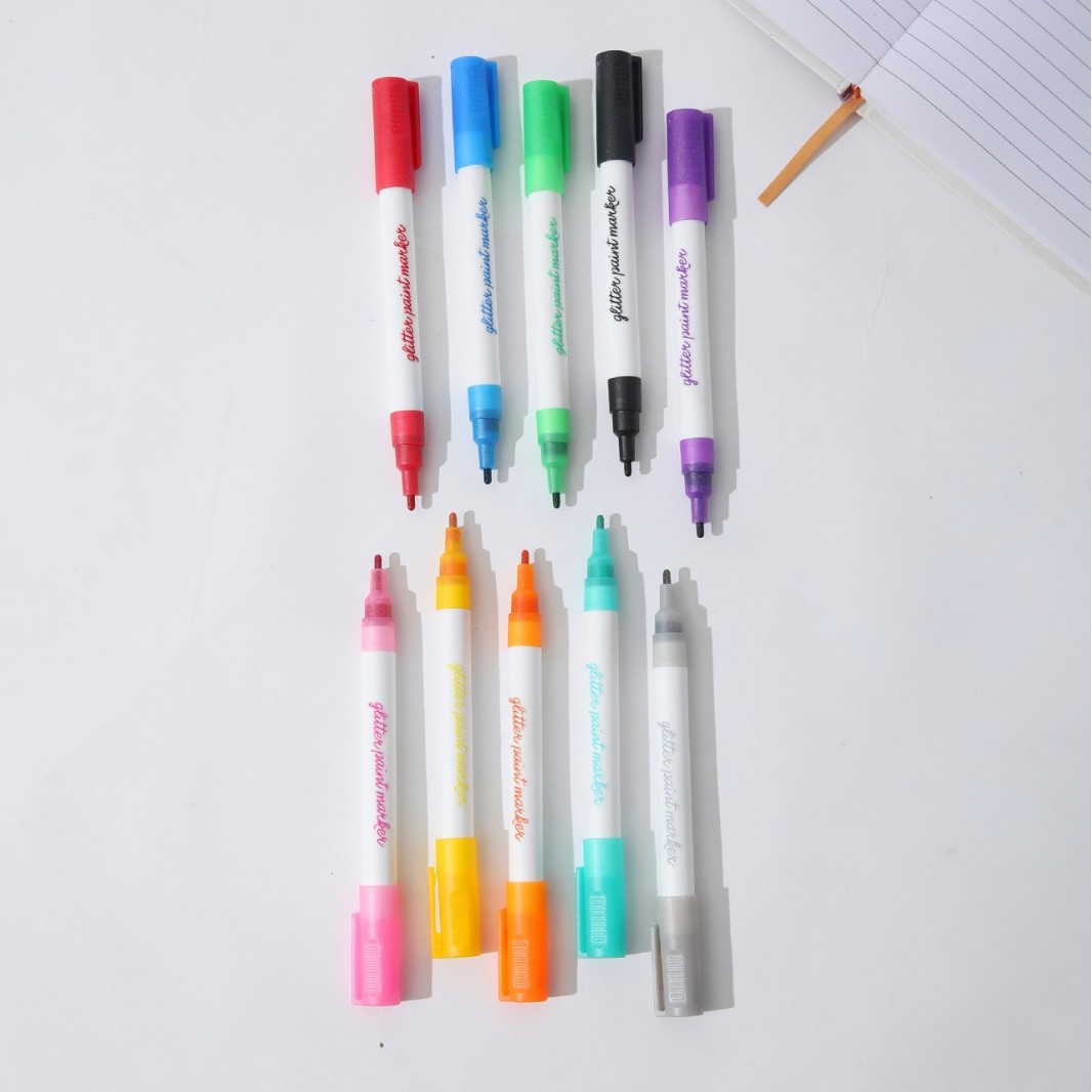 Glitter Valve Marker Pens with Vibrant Colors for Painting and Coloring, Acrylic Ceramic Pens, Dly Outlining Pens