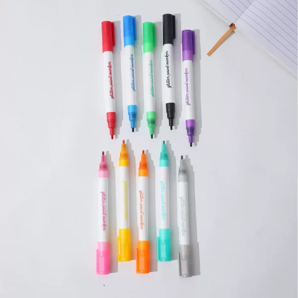 Glitter Valve Marker Pens with Vibrant Colors for Painting and Coloring, Acrylic Ceramic Pens, Dly Outlining Pens