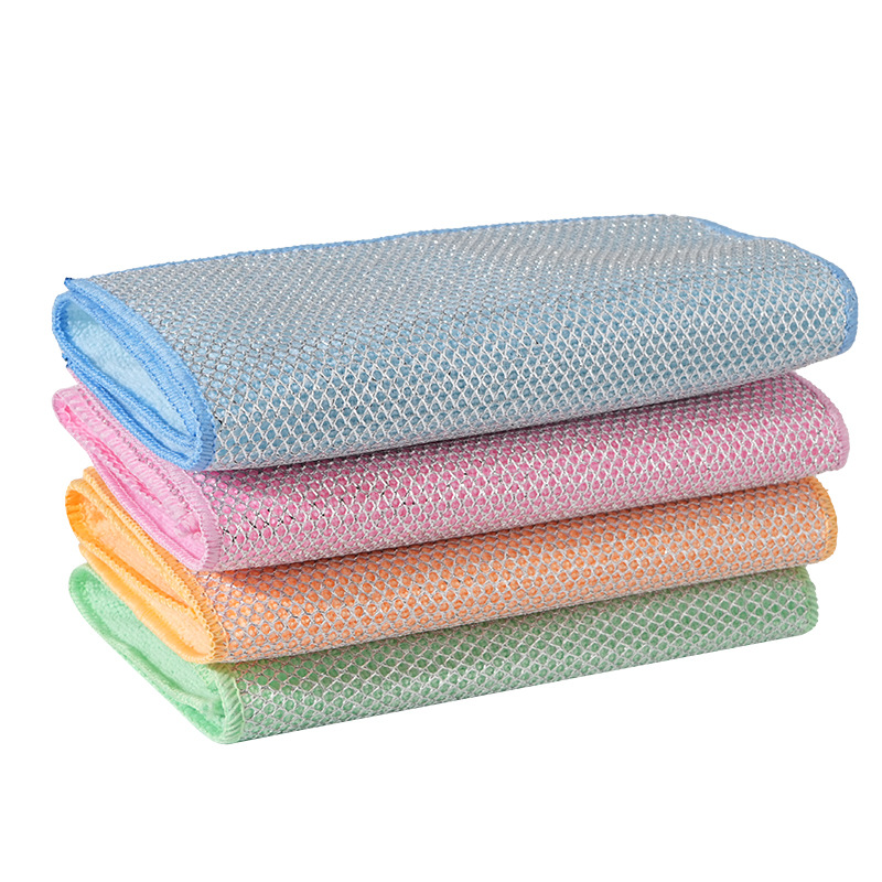 Paño de cocina de alambre de acero, paño de limpieza de paño de seda de plata, malla, guantes de cocina sin aceite, lavado de platos, paño de limpieza, descontaminación