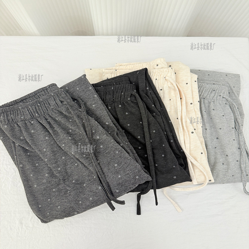 Polka Dot Printed Wide-Leg Pants for Women, Autumn and Winter Straight Casual High-Waisted Floor-Length Pants for Tall Individuals Polka Dot Printed Wide-Leg Pants for Women, Autumn and Winter Straight Casual High-Waisted Floor-Length Pants for Tall Individuals