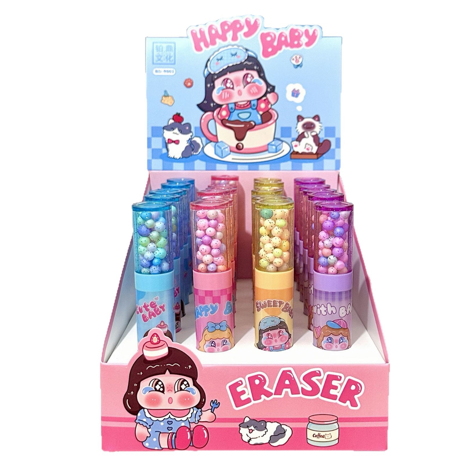 Bolas de espuma creativas niñas borradoras de lápiz de dibujos animados borradoras de lápiz para estudiantes de papelería de aprendizaje