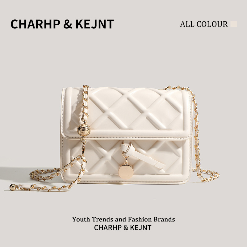 Official Genuine Rhombus Embossed Chain Small Square Bag Versatile Shoulder Bag Trendy Crossbody Bag for Women Official Genuine Rhombus Embossed Chain Small Square Bag Versatile Shoulder Bag Trendy Crossbody Bag for Women