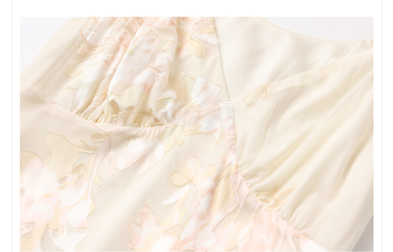 Đầm ôm body nữ phong cách Trung Hoa mới in họa tiết quốc phong chất rayon mùa hè ZX N5084 — Màu trắng be chi tiết 7