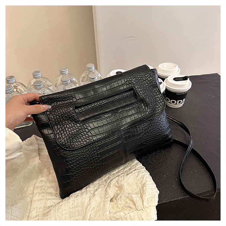 New cross-border foreign trade crocodile pattern strap clutch bag, large-capacity file bag, storage bag, official document bag, crossbody bag undefined