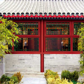 南京别墅四合院仿古门窗中式复古窗花铝合金格条自建房平开窗安装