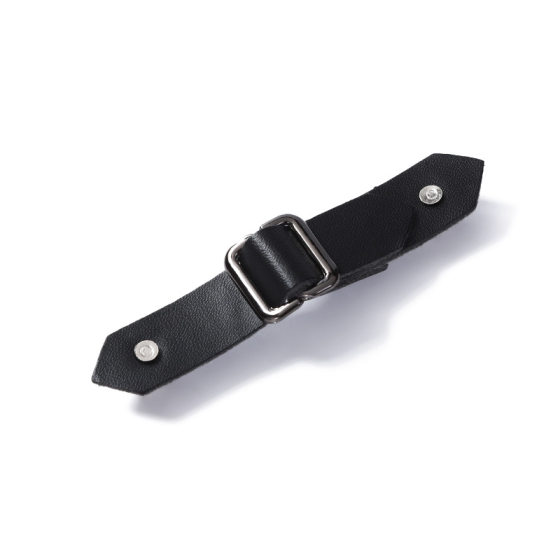Factory spot love-shaped PU leather button sewn-free black floral leather buckle accessories jk skirt adjustable belt buckle