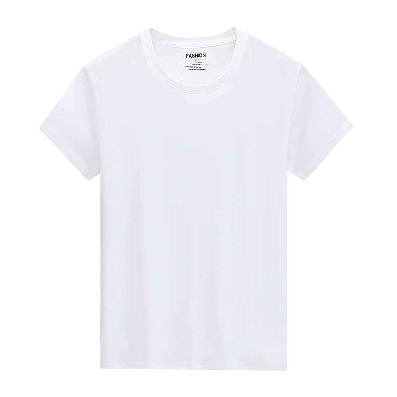 Hombre blanco camiseta de manga corta marca de moda de verano media manga camiseta de algodón Xinjiang ropa negra sólida camiseta de base casual image 6