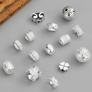 S925 Sterling Silver DIY Jewelry Accessories Silver Jewelry Auspicious Cloud Pattern Spacer Beads for Crafts and Bracelets Cloud Elements