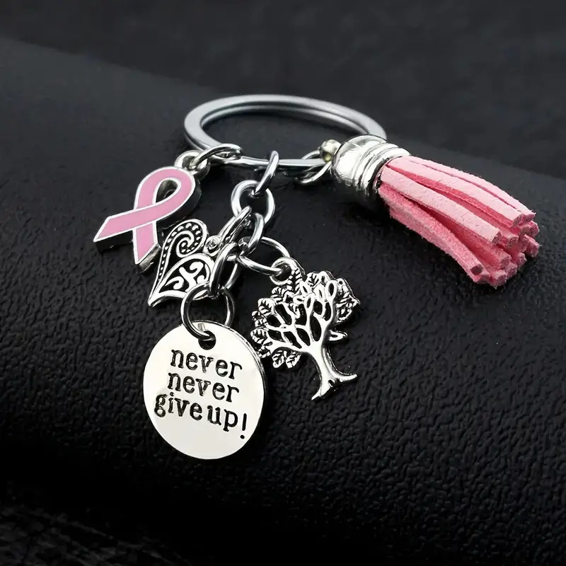 Cross-border European and American Pink Tassel Love Pendant Tree of Life English Letter Pendant Keychain