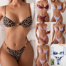2025新款欧美豹纹性感比基尼吊带泳衣女高级感沙滩温泉跨境泳装