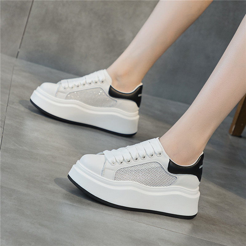 Wholesale Thick-Soled White Shoes for Women 2026 Summer New Versatile Mesh Breathable Platform Height-Increasing Women's Shoes Dropshipping Wholesale Thick-Soled White Shoes for Women 2026 Summer New Versatile Mesh Breathable Platform Height-Increasing Women's Shoes Dropshipping