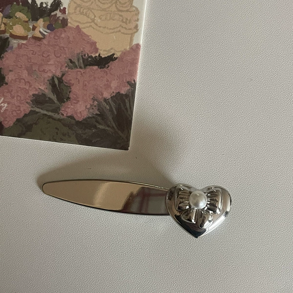 3# silver love long curved duckbill clip