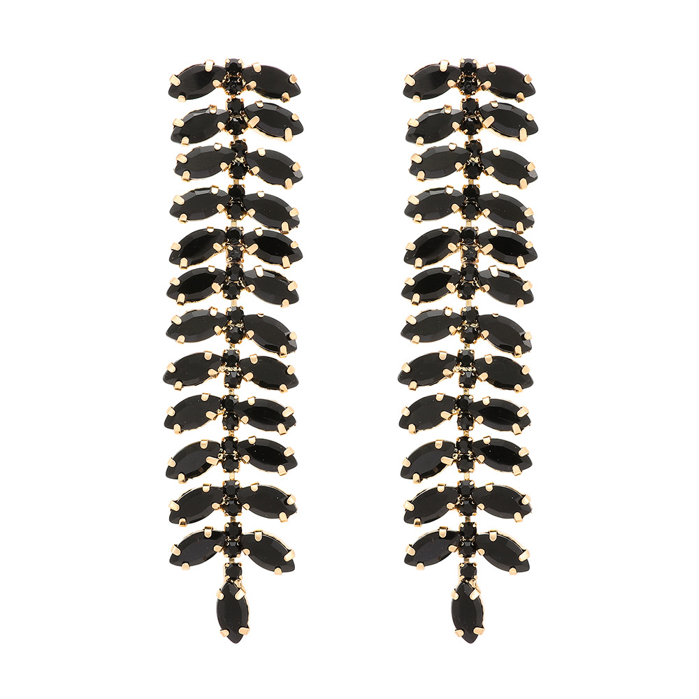 Leaf Pattern Women'S Gender 1 Pair Simple Style Leaf Rhinestone Inlay Artificial Gemstones Women's Earrings