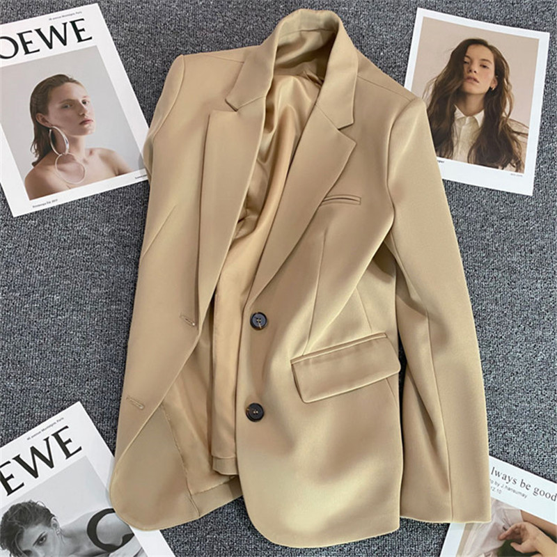 Khaki Blazer for Women 2026 Spring and Autumn New Casual Stylish Trendy Blazer Korean Style Suit Jacket for Women