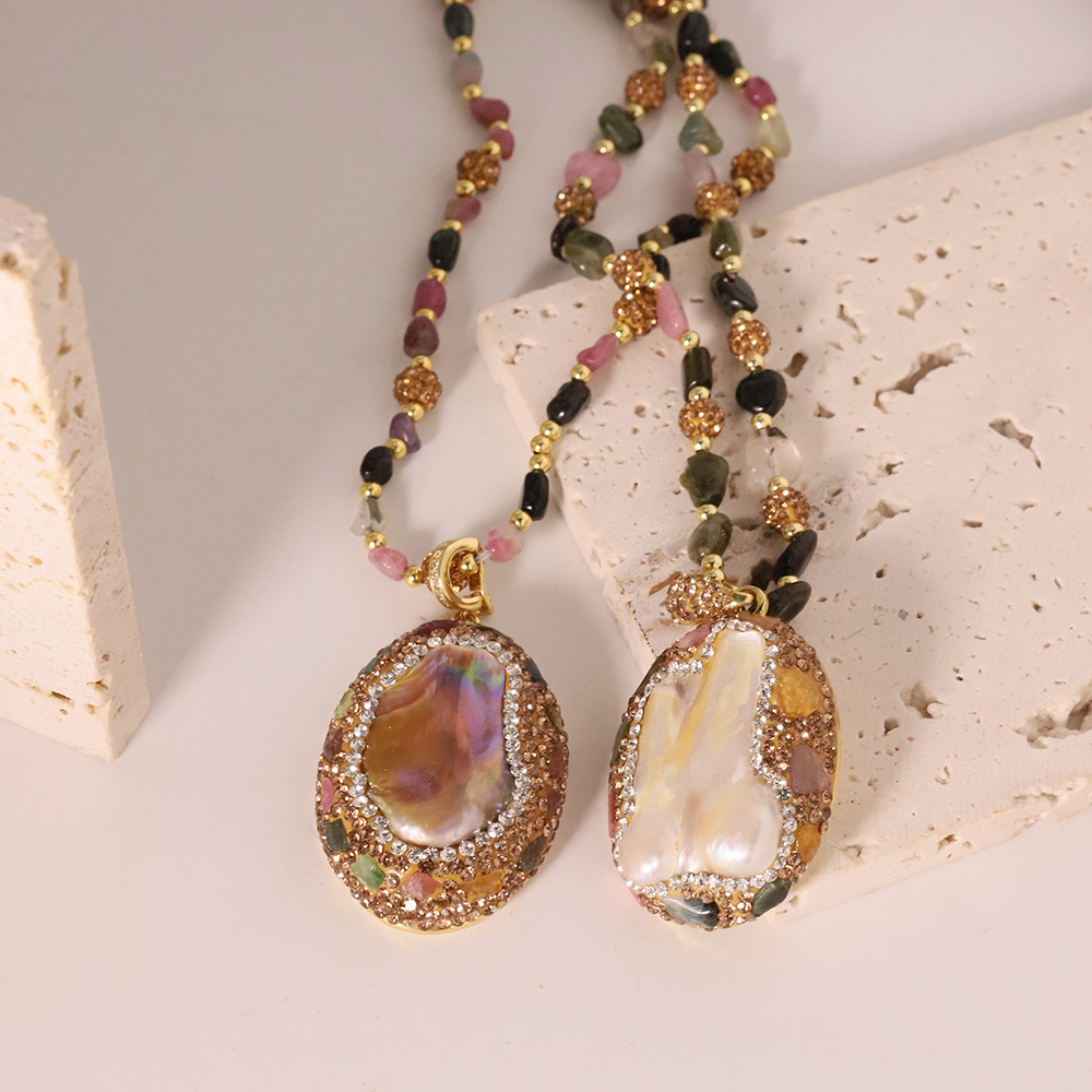 Collar de perlas naturales nicho alta sensación barroco de agua dulce llave mujer chapado a mano oro 18k joyas de color