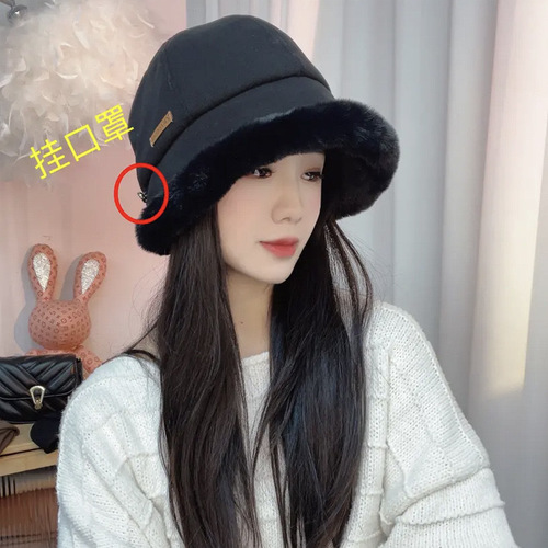 Winter Leather Mongolian Hat for Girls, Large Brim to Make Face Look Smaller, Warm Ear Protection, Fluffy and Thick Riding Hat