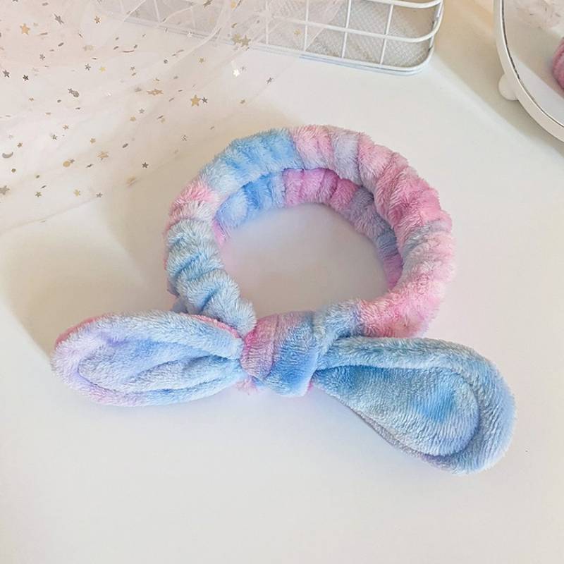 Europa y América transfronteriza arco colorido banda de pelo femenino cara lavado maquillaje elástico banda de pelo de felpa diadema accesorios para el cabello al por mayor