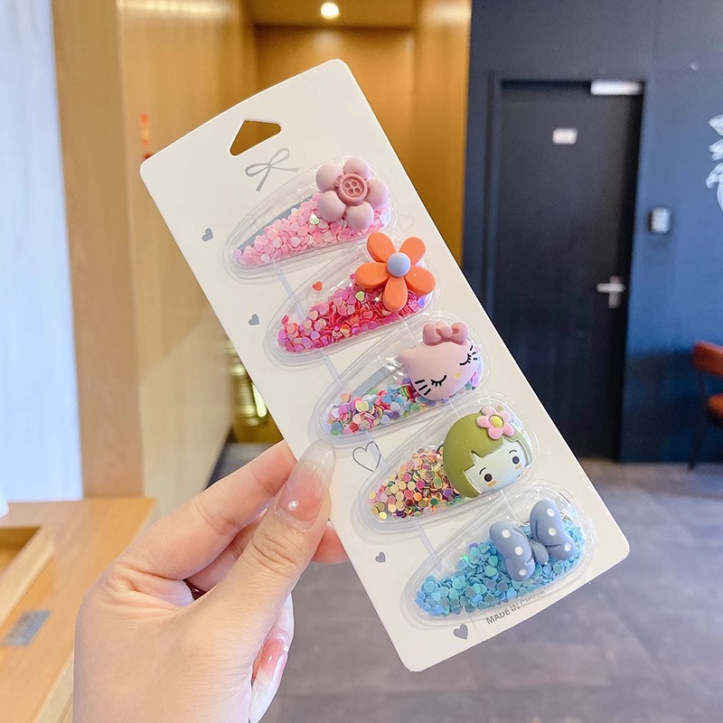 Caricatura encantadora pinza de pelo japonesa mujer lateral roto cabello de una palabra pinza de cabello para niños pequeños pinza de cabello de boca de pato