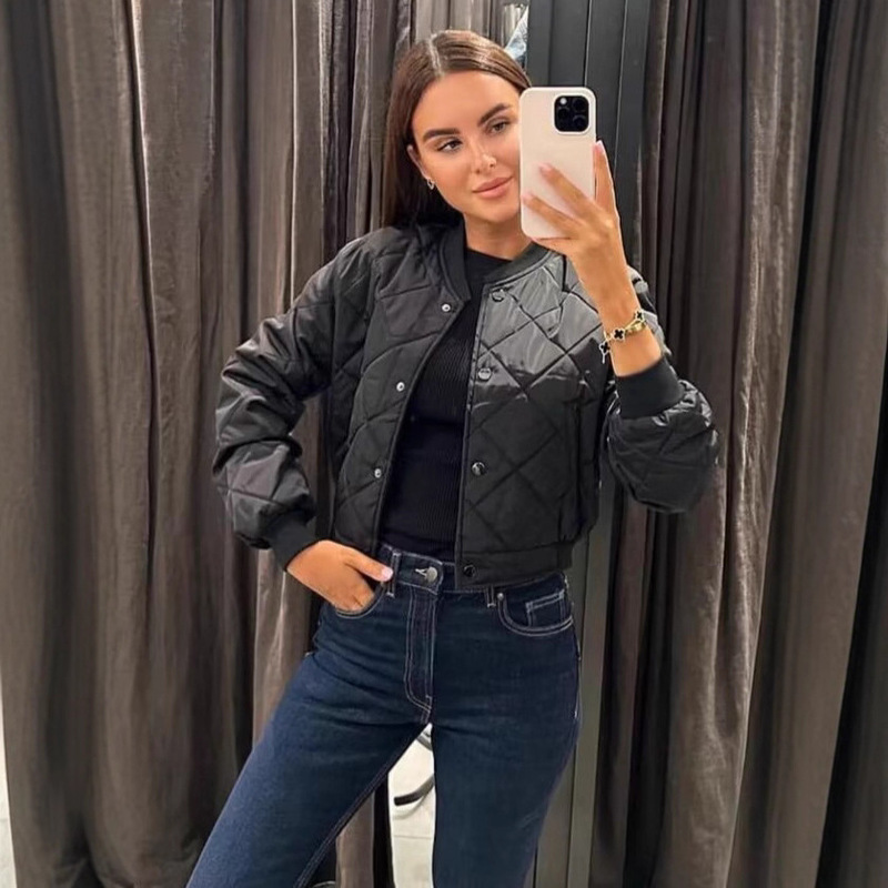 Cross-Border 2025 European and American Autumn and Winter New Women's Comfortable Casual Short Cotton Pilot Jacket